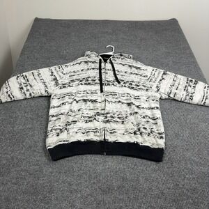 MMA Elite Hoodie Mens XL White Cotton Blend Skulls Full Zip Sherpa Lined Goth